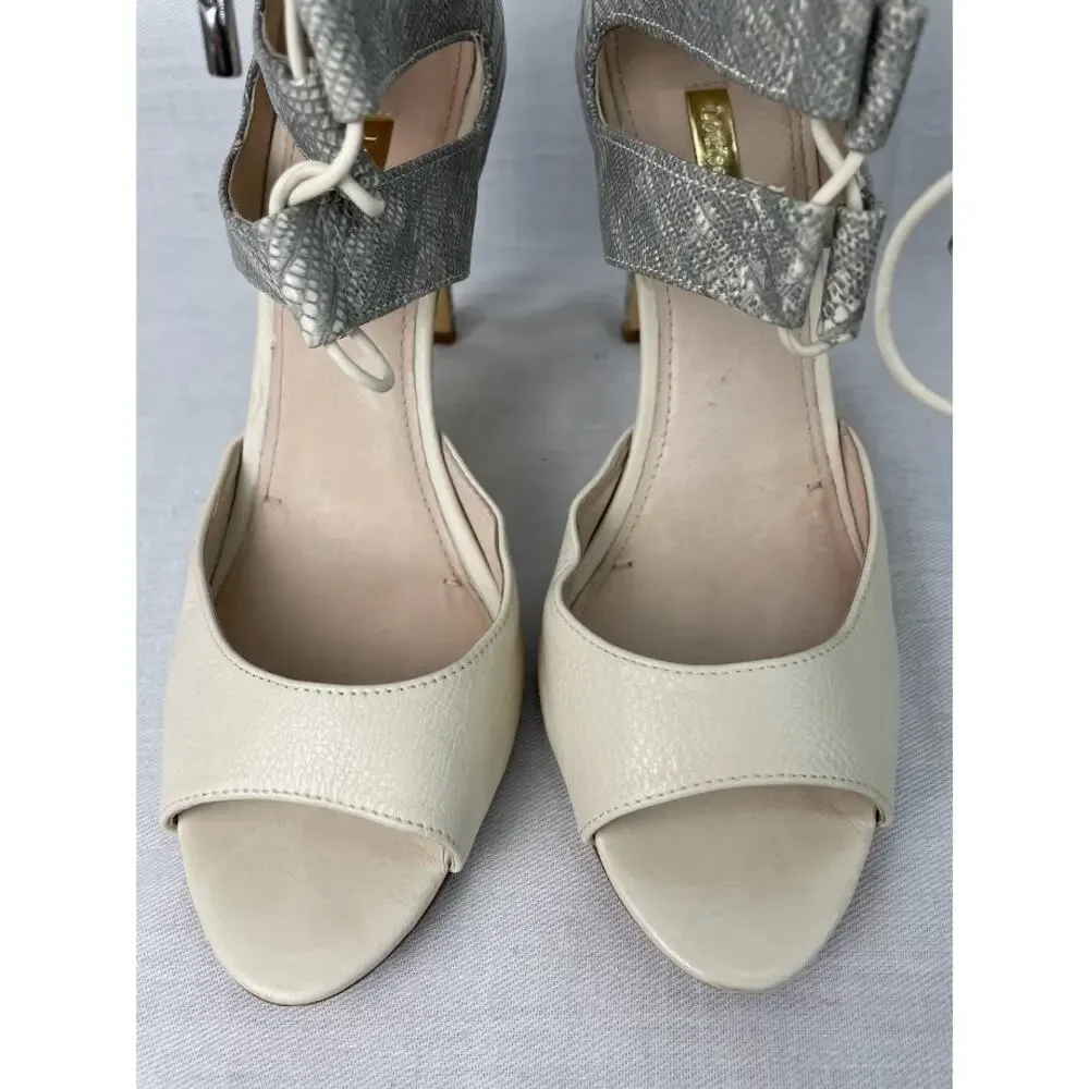 Louise Et Cie High Heels Womens 9M Sandals Beige Strappy Open Toe Stilettoes